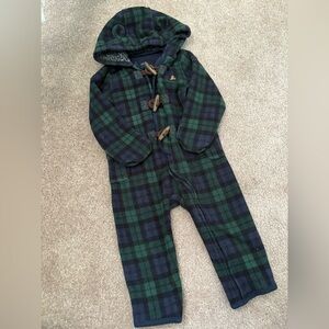 GAP Green and Navy Plaid Kids One Piece Fleece